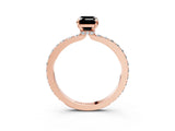 Rose gold Fancy Black Emerald Cut Diamond Ring with Pavé Band and Four-Prong Setting_3