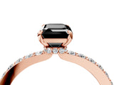 Rose gold Fancy Black Emerald Cut Diamond Ring with Pavé Band and Four-Prong Setting_4