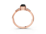 Rose gold Fancy Black Emerald Cut Diamond Ring with Side Stones and Four-Prong Setting_39