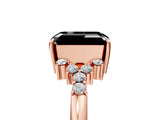 Rose gold Fancy Black Emerald Cut Diamond Ring with Side Stones and Four-Prong Setting_41
