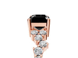 Rose gold Fancy Black Emerald Cut Diamond Scattered Round Accent Ring with Prong Setting_18