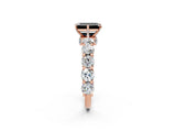 Rose gold Fancy Black Emerald Cut Diamond Side Stone Engagement Ring with Four-Prong Setting_26