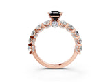 Rose gold Fancy Black Emerald Cut Diamond Side Stone Engagement Ring with Four-Prong Setting_27