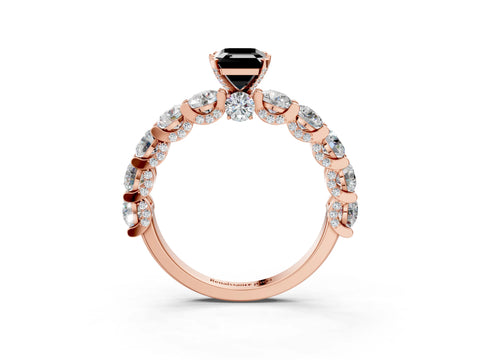 Rose gold Fancy Black Emerald Cut Diamond Side Stone Engagement Ring with Four-Prong Setting_27
