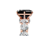 Rose gold Fancy Black Emerald Cut Diamond Side Stone Engagement Ring with Four-Prong Setting_29