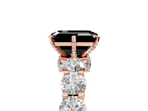 Rose gold Fancy Black Emerald Cut Diamond Side Stone Engagement Ring with Four-Prong Setting_29