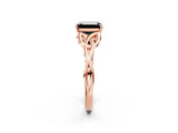 Rose gold Fancy Black Emerald Cut Diamond Solitaire Engagement Ring with Celtic Knot Band and Four-Prong Setting_2