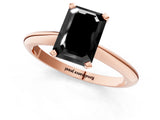 Rose gold Fancy Black Emerald Cut Diamond Solitaire Engagement Ring with Classic Band and Four-Prong Setting_13