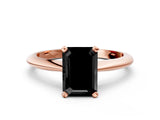 Rose gold Fancy Black Emerald Cut Diamond Solitaire Engagement Ring with Classic Band and Four-Prong Setting_36