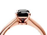 Rose gold Fancy Black Emerald Cut Diamond Solitaire Engagement Ring with Classic Band and Four-Prong Setting_40