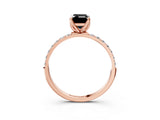 Rose gold Fancy Black Emerald Cut Diamond Solitaire Engagement Ring with Pavé Band and Prong Setting_3