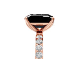 Rose gold Fancy Black Emerald Cut Diamond Solitaire Engagement Ring with Pavé Band and Prong Setting_5