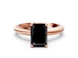 Rose gold Fancy Black Emerald Cut Diamond Solitaire Engagement Ring with Round Band and Four-Prong Setting_84