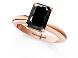 Rose gold Fancy Black Emerald Cut Diamond Solitaire Engagement Ring with Round Band and Four-Prong Setting_85