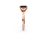 Rose gold Fancy Black Emerald Cut Diamond Solitaire Engagement Ring with Round Band and Four-Prong Setting_86
