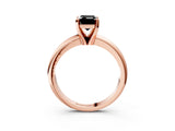 Rose gold Fancy Black Emerald Cut Diamond Solitaire Engagement Ring with Round Band and Four-Prong Setting_87