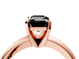 Rose gold Fancy Black Emerald Cut Diamond Solitaire Engagement Ring with Round Band and Four-Prong Setting_88