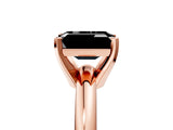 Rose gold Fancy Black Emerald Cut Diamond Solitaire Engagement Ring with Round Band and Four-Prong Setting_89