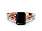 Rose gold Fancy Black Emerald Cut Diamond Solitaire Engagement Ring with Twisted Pavé Band and Four-Prong Setting_36