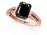 Rose gold Fancy Black Emerald Cut Diamond Solitaire Engagement Ring with Twisted Pavé Band and Four-Prong Setting_37