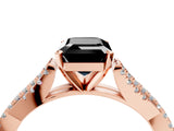 Rose gold Fancy Black Emerald Cut Diamond Solitaire Engagement Ring with Twisted Pavé Band and Four-Prong Setting_40