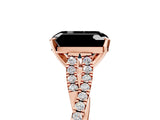 Rose gold Fancy Black Emerald Cut Diamond Solitaire Engagement Ring with Twisted Pavé Band and Four-Prong Setting_41