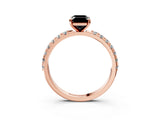 Rose gold Fancy Black Emerald Cut Diamond Solitaire Pavé Band with Four-Prong Setting_3