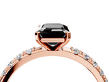 Rose gold Fancy Black Emerald Cut Diamond Solitaire Pavé Band with Four-Prong Setting_4