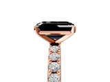 Rose gold Fancy Black Emerald Cut Diamond Solitaire Pavé Band with Four-Prong Setting_5