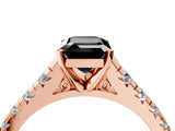 Rose gold Fancy Black Emerald Cut Diamond Solitaire Ring with Cathedral Setting and Pavé Band_4