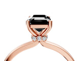 Rose gold Fancy Black Emerald Cut Diamond Solitaire Ring with Classic Band and Four-Prong Setting_4