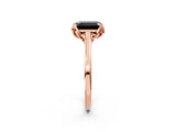 Rose gold Fancy Black Emerald Cut Diamond Solitaire Ring with Flower Prong Setting and Classic Band_14