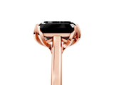 Rose gold Fancy Black Emerald Cut Diamond Solitaire Ring with Flower Prong Setting and Classic Band_17