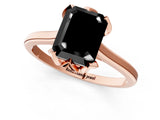 Rose gold Fancy Black Emerald Cut Diamond Solitaire Ring with Flower Prong Setting and Classic Band_25