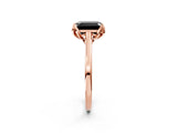 Rose gold Fancy Black Emerald Cut Diamond Solitaire Ring with Flower Prong Setting and Classic Band_38