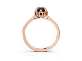Rose gold Fancy Black Emerald Cut Diamond Solitaire Ring with Flower Prong Setting and Classic Band_39