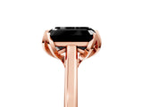 Rose gold Fancy Black Emerald Cut Diamond Solitaire Ring with Flower Prong Setting and Classic Band_41