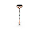 Rose gold Fancy Black Emerald Cut Diamond Solitaire Ring with Four-Prong Setting and Pavé Band_5