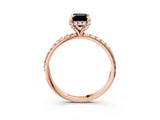 Rose gold Fancy Black Emerald Cut Diamond Solitaire Ring with Four-Prong Setting and Pavé Band_6