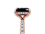 Rose gold Fancy Black Emerald Cut Diamond Solitaire Ring with Four-Prong Setting and Pavé Band_8
