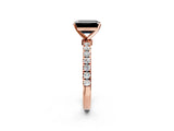 Rose gold Fancy Black Emerald Cut Diamond Solitaire Ring with Pavé Accents and Four-Prong Setting_2