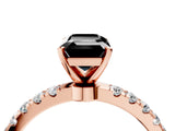 Rose gold Fancy Black Emerald Cut Diamond Solitaire Ring with Pavé Accents and Four-Prong Setting_4