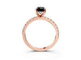Rose gold Fancy Black Emerald Cut Diamond Solitaire Ring with Pavé Band and Four-Prong Setting_15