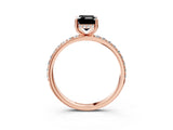 Rose gold Fancy Black Emerald Cut Diamond Solitaire Ring with Pavé Band and Hidden Halo_15