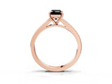 Rose gold Fancy Black Emerald Cut Diamond Solitaire Ring with Pavé Band and Prong Setting_15