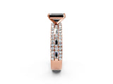 Rose gold Fancy Black Emerald Cut Diamond Solitaire Ring with Pavé and Channel Set Band_2