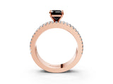 Rose gold Fancy Black Emerald Cut Diamond Solitaire Ring with Pavé and Channel Set Band_3