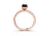 Rose gold Fancy Black Emerald Cut Diamond Solitaire Ring with Round  Pavé Band and Four-Prong Setting_39