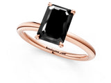 Rose gold Fancy Black Emerald Cut Diamond Solitaire Ring with Thin Band and Four-Prong Setting_1