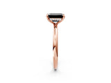 Rose gold Fancy Black Emerald Cut Diamond Solitaire Ring with Thin Band and Four-Prong Setting_2